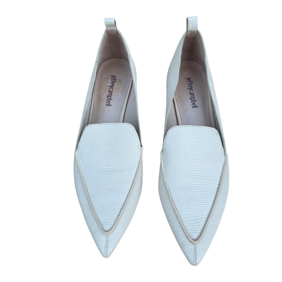 Jeffrey Campbell Viola White Pebblesd Leather Flats Kitten Heel - Picture 2 of 5